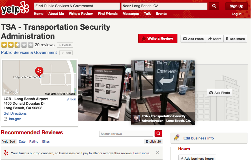 TSA Doesn’t Really Care About Your Yelp Reviews